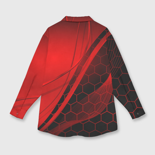 Мужская рубашка oversize 3D с принтом Lexus red geometry Лексус, вид сзади #1