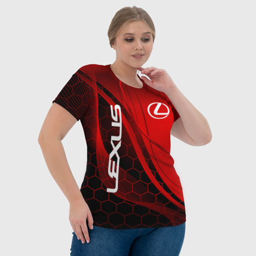 Женская футболка 3D с принтом LEXUS RED GEOMETRY | ЛЕКСУС, фото #4