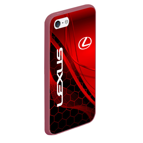 Чехол для iPhone 5/5S матовый Lexus red geometry Лексус, цвет малиновый - фото 3