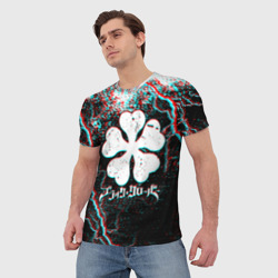 Мужская футболка 3D Black clover glitchf flashes - фото 2