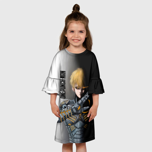 Детское платье 3D с принтом Металлическое тело Геноса One Punch-Man, вид сбоку #3