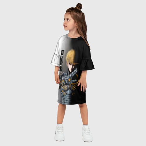 Детское платье 3D с принтом Металлическое тело Геноса One Punch-Man, фото на моделе #1