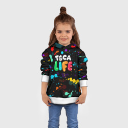 Толстовка с принтом Toca Boca Rainbow paints Тока бока радужные краски для ребенка, вид на модели спереди №3. Цвет основы: белый