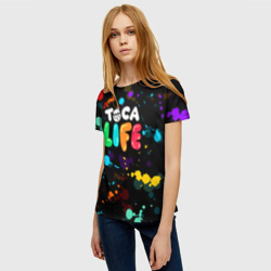 Женская футболка 3D Toca Boca Rainbow paints Тока бока радужные краски - фото 2