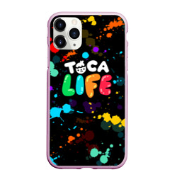 Чехол для iPhone 11 Pro Max матовый Toca Boca Rainbow paints Тока бока радужные краски