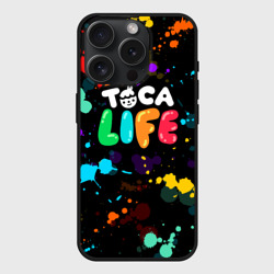 Чехол силиконовый для Apple iPhone 15 Pro матовый Toca Boca Rainbow paints Тока бока радужные краски