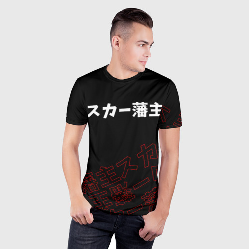 Мужская футболка 3D Slim Scarlxrd red style logo, цвет 3D печать - фото 3