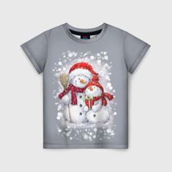 Детская футболка 3D Два снеговика