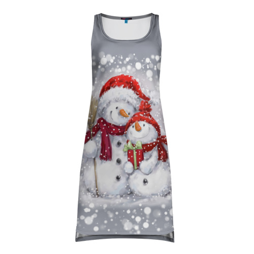Платье-майка 3D Два снеговика, цвет 3D печать
