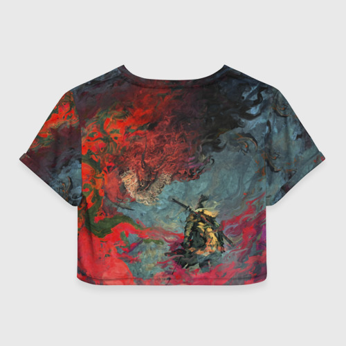 Женская футболка Crop-top 3D Sekiro Самурай против дракона, цвет 3D печать - фото 2