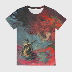 Женская футболка 3D Sekiro Самурай против дракона