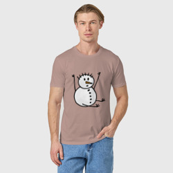 Мужская футболка хлопок Снеговик в дудл-стиле - фото 2
