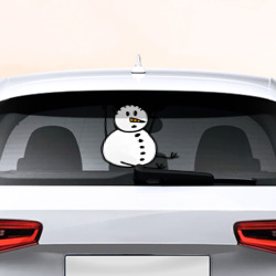 Наклейка на авто - для заднего стекла Снеговик в дудл-стиле