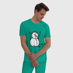 Мужская пижама хлопок Снеговик в дудл-стиле - фото 2