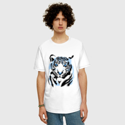 Мужская футболка хлопок Oversize Line Blue Tiger - фото 2