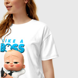 Женская футболка хлопок Oversize Босс Молокосос - Like a Boss - фото 2
