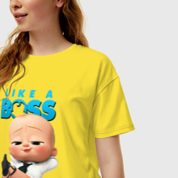 Женская футболка хлопок Oversize Босс Молокосос - Like a Boss - фото 2