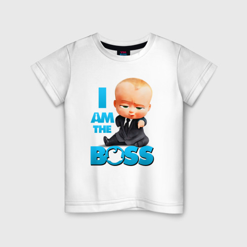 Детская футболка из хлопка с принтом Босс Молокосос - I am the Boss, вид спереди №1