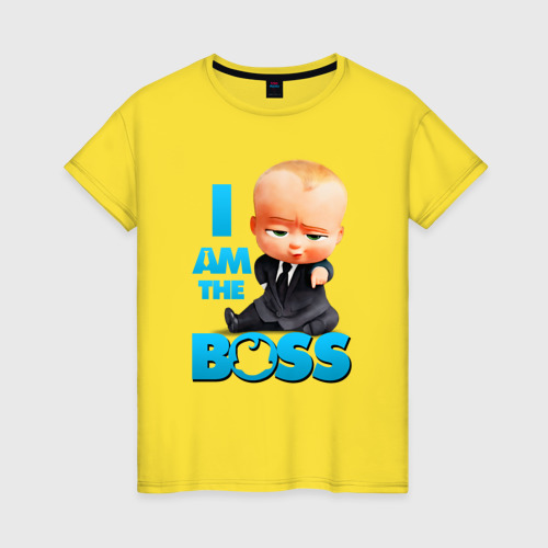 Женская футболка хлопок с принтом Босс Молокосос - I am the Boss, вид спереди #2