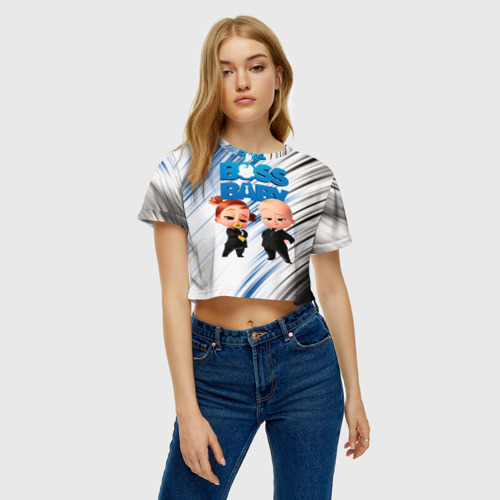 Женская футболка Crop-top 3D Босс Молокосос Boss Baby, цвет 3D печать - фото 3