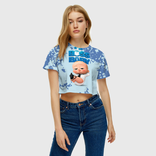 Женская футболка Crop-top 3D Boss Baby Босс Молокосос, цвет 3D печать - фото 4