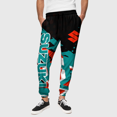Мужские брюки 3D с принтом Suzuki (Судзуки), вид сбоку #3