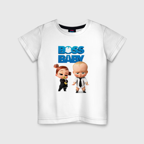 Детская футболка из хлопка с принтом Бос Молокосос 2, вид спереди №1