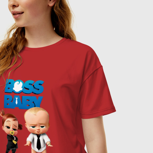 Женская футболка хлопок Oversize с принтом Бос Молокосос 2, фото на моделе #1