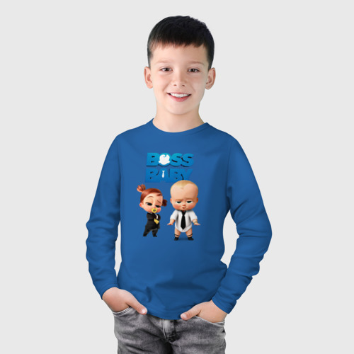 Детский лонгслив хлопок с принтом Бос Молокосос 2, фото на моделе #1