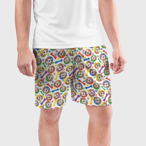 Мужские шорты спортивные Бигль красочный дизайн, цвет 3D печать - фото 3
