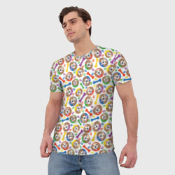 Мужская футболка 3D Бигль красочный дизайн - фото 2