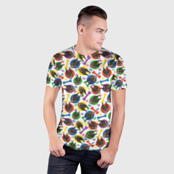 Мужская футболка 3D Slim Доберман красочный дизайн - фото 2