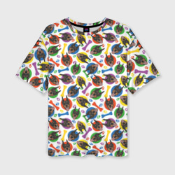Женская футболка oversize 3D Доберман красочный дизайн
