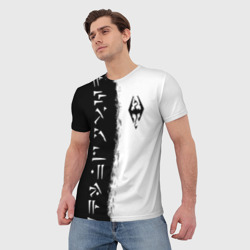 Мужская футболка 3D The Elder Scrolls skyrim Fus ro dah чёрно белый - фото 2