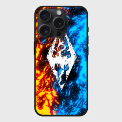 Чехол силиконовый для Apple iPhone 15 Pro матовый TES skyrim battle fire битва огней