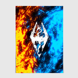 Постер TES skyrim battle fire битва огней