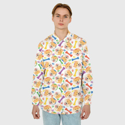 Мужская рубашка oversize 3D Сиба Ину красочный дизайн - фото 2