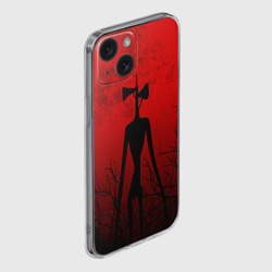 Чехол для iPhone 15 силиконовый с защитой камеры Сиреноголовый в тёмном лесу - фото 2