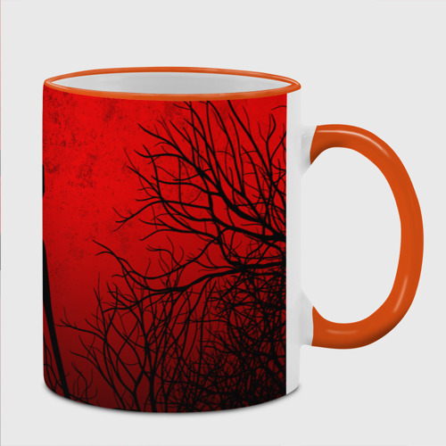 Кружка с полной запечаткой Сиреноголовый в тёмном лесу, цвет Кант оранжевый