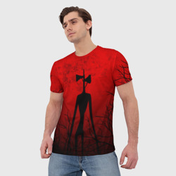 Мужская футболка 3D Сиреноголовый в тёмном лесу - фото 2