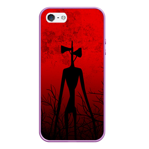 Чехол для iPhone 5/5S матовый Сиреноголовый в тёмном лесу, цвет сиреневый
