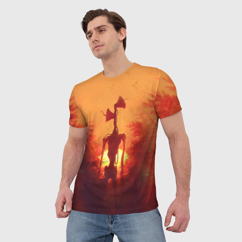 Мужская футболка 3D Сиреноголовый на закате, цвет 3D печать - фото 3