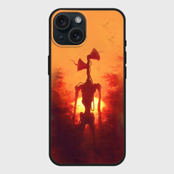 Чехол силиконовый для Apple iPhone 15 матовый Сиреноголовый на закате