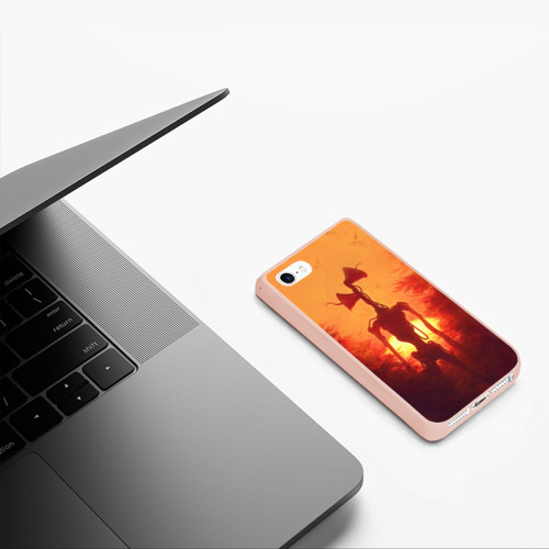 Чехол для iPhone 5/5S матовый Сиреноголовый на закате, цвет светло-розовый - фото 5