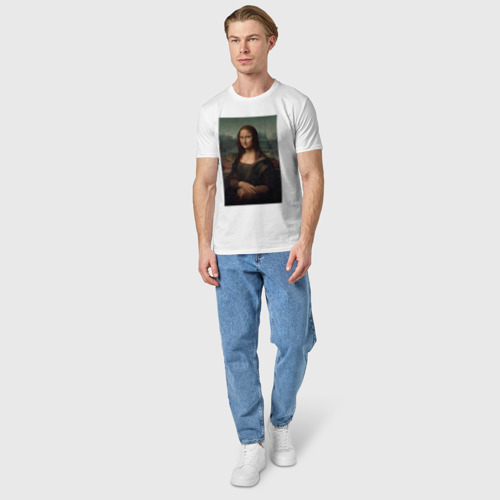 Мужская футболка хлопок Работа Леонардо да Винчи Мона Лиза дель Джокондо 1503-1506, цвет белый - фото 5