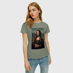 Женская футболка хлопок Работа Леонардо да Винчи Мона Лиза дель Джокондо 1503-1506 - фото 2