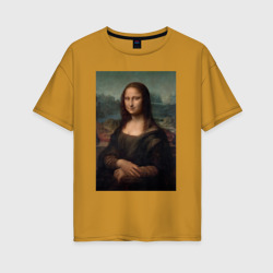 Женская футболка хлопок Oversize Работа Леонардо да Винчи Мона Лиза дель Джокондо 1503-1506