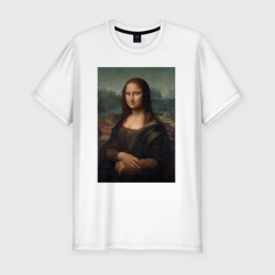 Мужская футболка хлопок Slim Работа Леонардо да Винчи Мона Лиза дель Джокондо 1503-1506