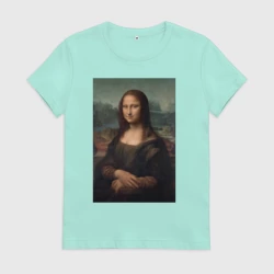 Женская футболка хлопок Работа Леонардо да Винчи Мона Лиза дель Джокондо 1503-1506