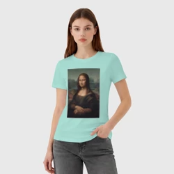 Женская футболка хлопок Работа Леонардо да Винчи Мона Лиза дель Джокондо 1503-1506 - фото 2
